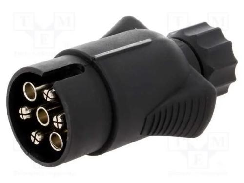 Ficha automotive; ficha; PIN: 7; niquelado; 12VDC.