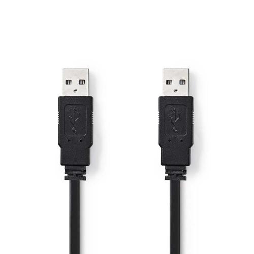 Cable Usb | Usb 2.0 | Usb-A Macho | Usb-A Macho | 480 Mbps | Niquelado | 1.00 M | Plano | Pvc | Negr