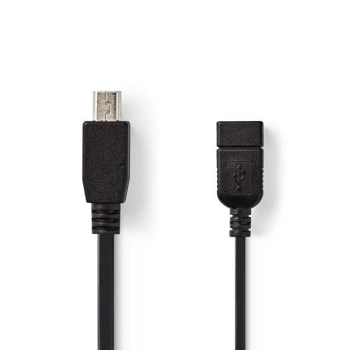 Adaptador Micro-B Usb | Usb 2.0 | Mini 5-Pin Macho | Usb-A Hembra | 480 Mbps | Otg | 0.20 M | Plano
