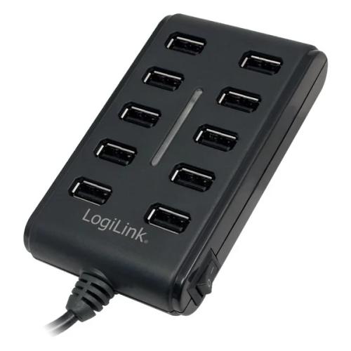 Hub Usb 2.0 de 10 Portas, Preto - Logilink Ua0125.
