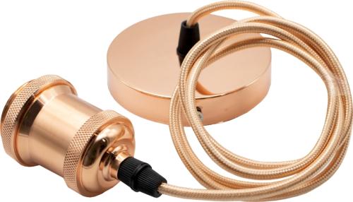 Susp.C/ Fio Textil E27 Vintage Ouro Rosa