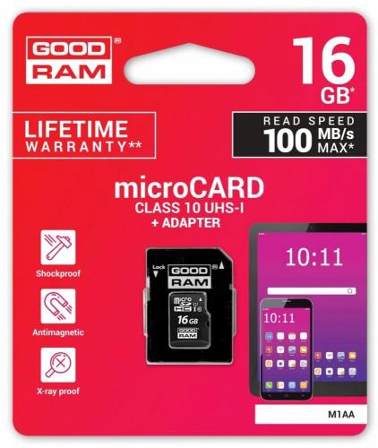 Goodram M1aa-0160r12 Memory Card 16 Gb Microsdhc Class 10 Uhs-I