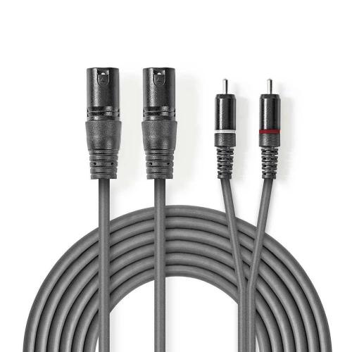 Cabo De Áudio Xlr 2x Xlr Macho De 3 Pinos - 2x