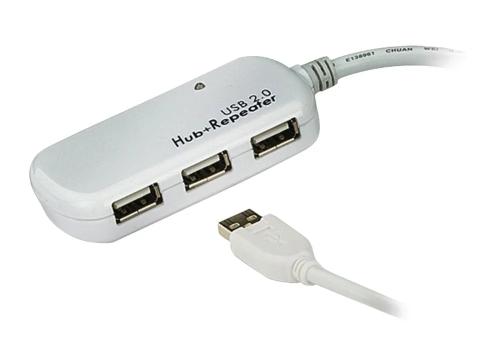 Aten Cable Extensor Usb 2.0 de 12 M Con Hub de Cuatro Puertos (Soporta Conexión En Cadena Hasta 60 M