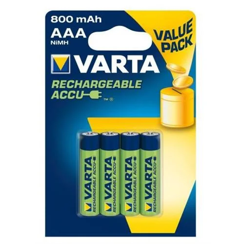 Pilhas Recarregaveis Varta Hr03 Aaa 800mah 1.2v