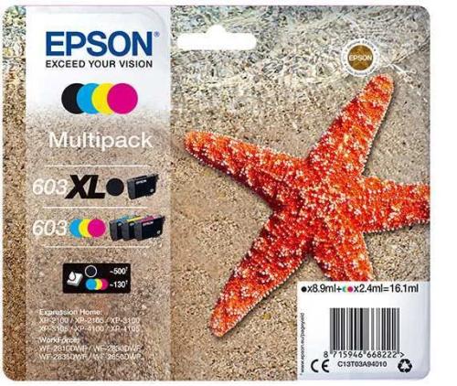 Tinteiro Epson 603 Multipack 4 Cores Xl + Alarme Rf - Xp-2100/2105/3100/3105/4100/4105, Wf-28xx