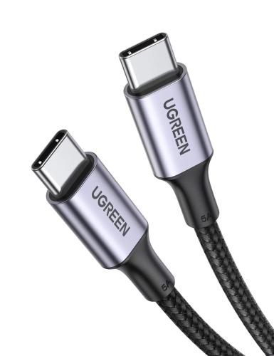 Cabo Ugreen 70427 Usb-C 2.0 M/M 5a 100w Power Delivery Quick Charge 3.0 1m Trançado Preto