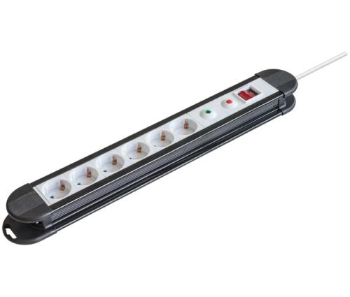 Regleta de 1e:6s Schuko Con Interruptor Y Protecc.