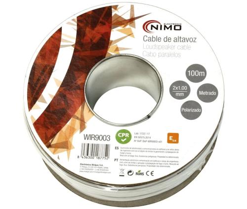 Cabo De Coluna 2x1.00mm2 Branco Polarizado 100m