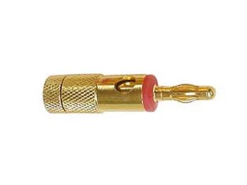 Ficha Banana 4mm Macho Metal Dourado Risca Rojo