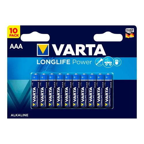 Pilha Varta Longlife Power AAA - Lr03 (Blíster 10 Unid.) Ø10,5x44,5mm