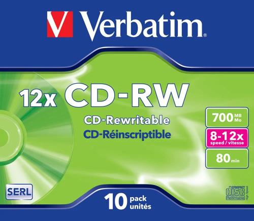 Cd-Rw Verbatim 700mb 10pcs Pack 12x Jewelcase Scratchresist Retail