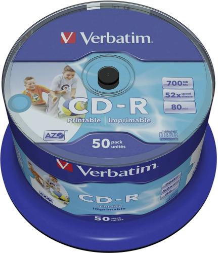 Cd-R Verbatim 700mb 50pcs Pack 52x Spindel Azo Wide Printab Retail