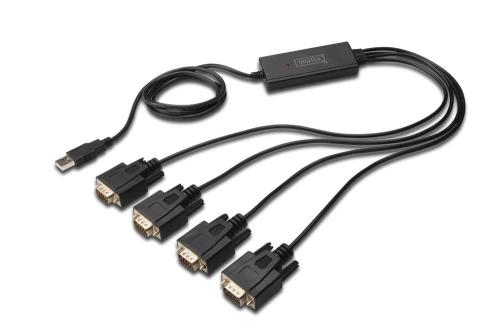 Digitus Anschlusskabel Usb2.0 -> 4xrs232 St/Bu 1.5m Schwar