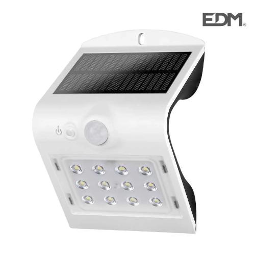 Candeeiro de Parede Solar 1.5w 220lm Recarregável. Sensor de Presença (2-6m) Cor Branca 9,5x7,3x13cm