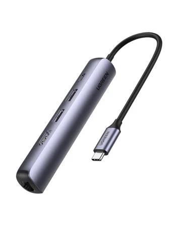 Adaptador Usb-C 5 em 1 - 2xusb 3.0/Hdmi/Rj45/Usb-C