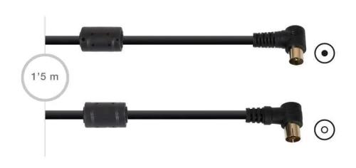 Cabo Antena Preto 1.5m C/Filtros Conetores 90º