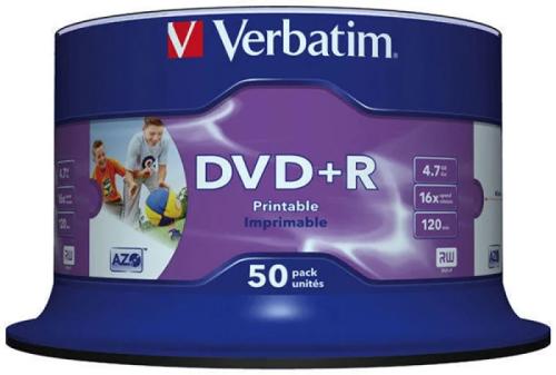 Dvd+R Verbatim 4,7gb 50pcs Pack 16x Spindel Azo Wide Prin Retail
