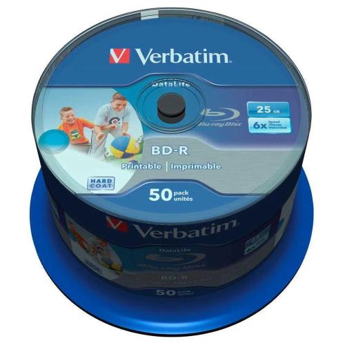 1x50 Verbatim Bd-R Blu-Ray 25gb 6x Speed Dl Wide Printable Cb