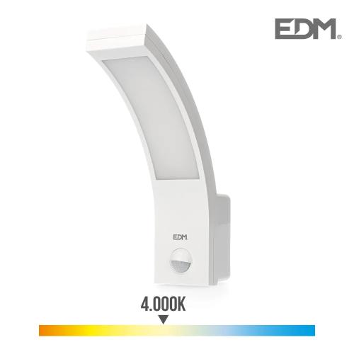Candeeiro de Parede Exterior LED 10w 750lm 4000k Ip54 6,6x18,8x25cm com Sensor de Movimento Edm