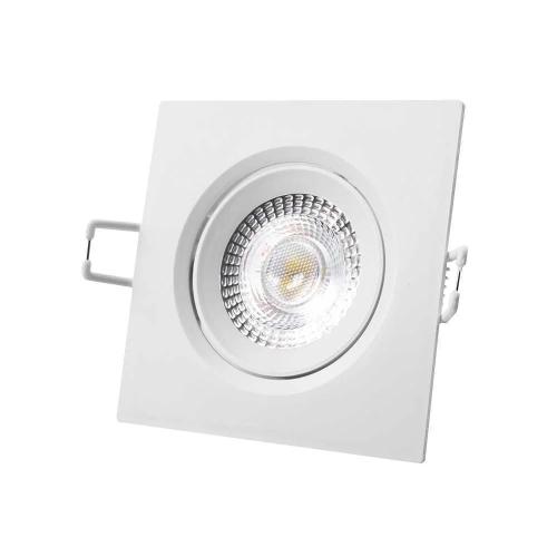 Downlight LED Quadrado de Encastrar 5w 6400k Luz Fria Aro Branco 9x9cm Edm