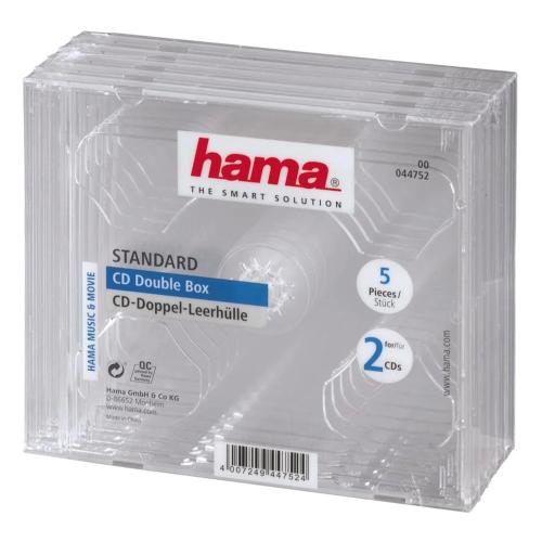 Hama Cd-Double-Box Pack Of 5 Transparent Jewel-Case 44752