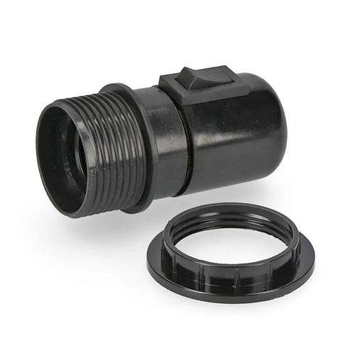 Casquilho E-27 com Interruptor Preto Retractilado