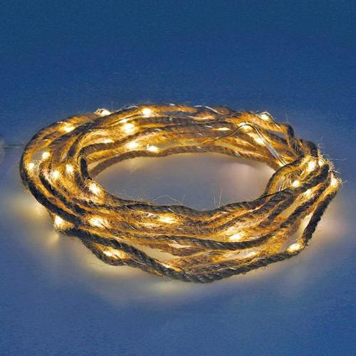 Corda Natural Decorativa Com 30 Micro Leds 5m