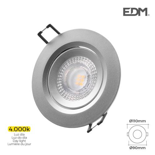 Downlight LED Redondo de Encastrar 5w 4000k Luz Dia Aro Cromado Ø9cm Edm