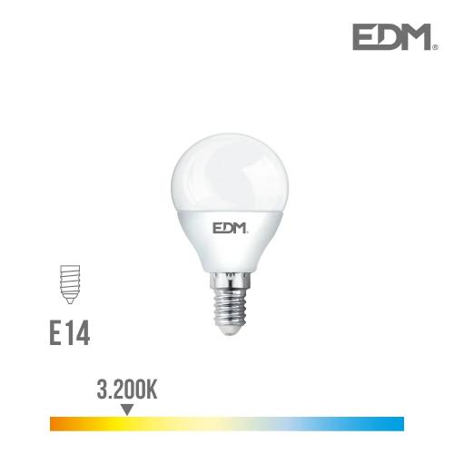 Lâmpada Esferica Led E14 5w 400lm 3200k Luz Quente