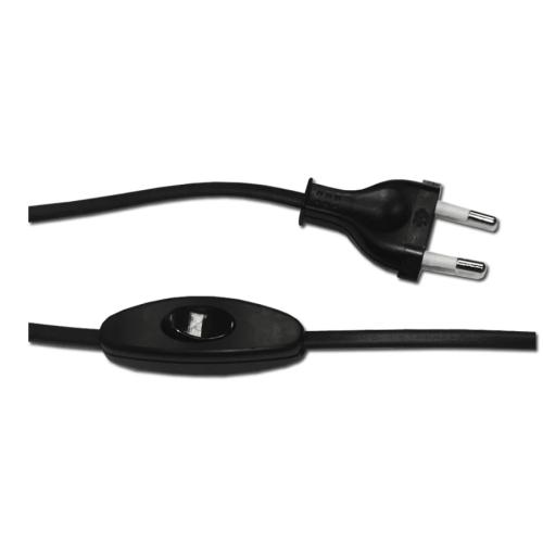 Cabo Plano Com Interruptor 3a 1,5mts Preto