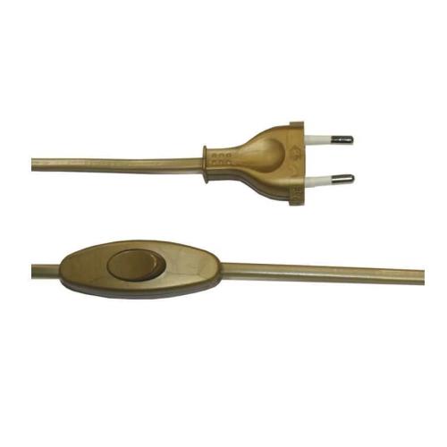 Cabo Plano Com Interruptor 3a 1,5mts Dourado