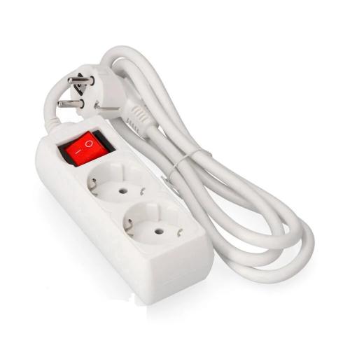 Bloco de 2 Tomadas Schuko com Interruptor 1,5mts .