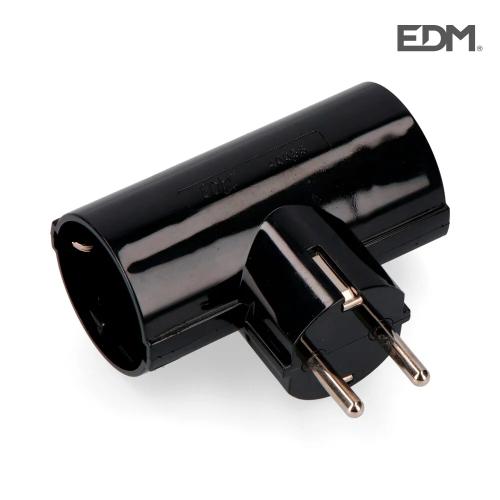 Ficha Dupla Preta Com Baquelite T/tl 16a 250v