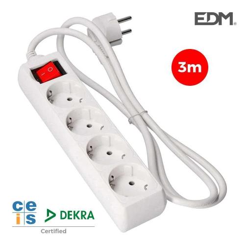 Bloco 4 Tomadas T/Tl com Interruptor 3m 3x1,5mm