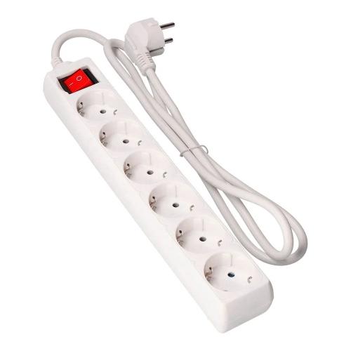 Bloco 6 Tomadas Schuko com Interruptor 5m 3x1,5mm