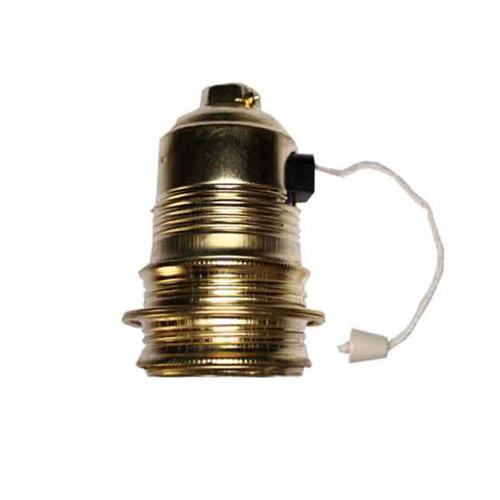 Casquilho E-27 com Interruptor Puxador Rosca Euro.
