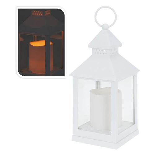 Farol Lanterna LED com Vela Branco 23cm