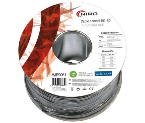 Cabo Coaxial Rg59 75 Ohm, Bobine 100m Preto