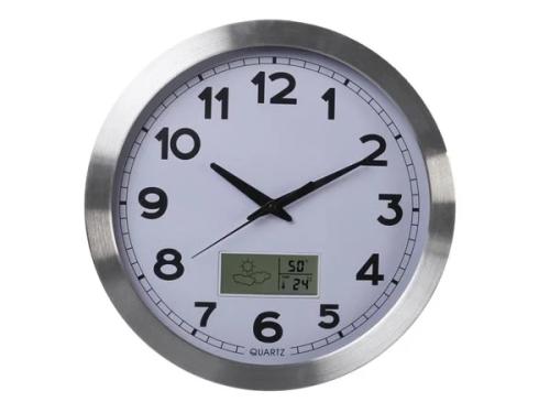Reloj de Pared de Aluminio Con Lcd Y Extras
