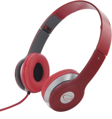 Auscultadores Techno C/ Fios Stereo Vermelho - Esperanza