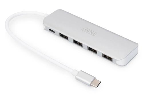 Digitus Usb-C-Hub 4-Port 3.0->4xa3.0 1xc Intgr.Kabel Weiß