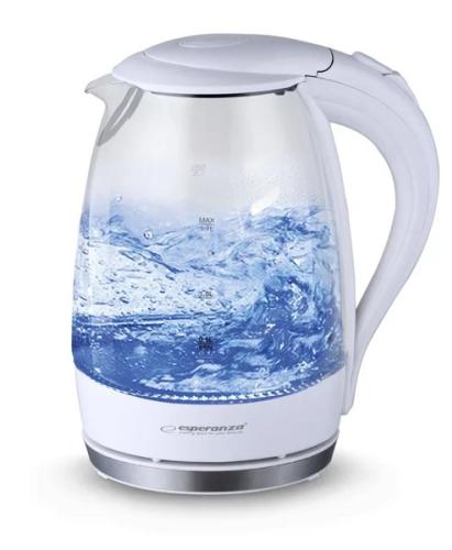 Esperanza Electric Kettle Glass With LED Light Salto Angel 1.7 L White