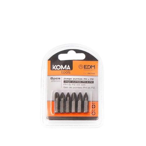 Jogo De 6 Ponteiras Ph 1-2-3 Pz 1-2-3 X 25mm Koma