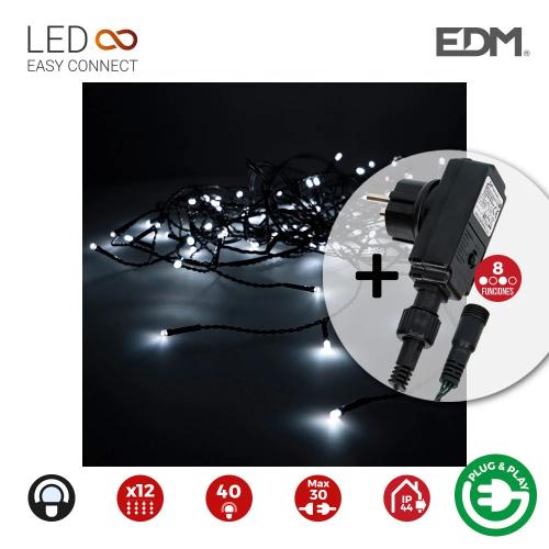 Cortina Icicle com Programador Easy-Connect Branco Frio 12 Faixas 40 Leds Ip44 2x0,5m Edm