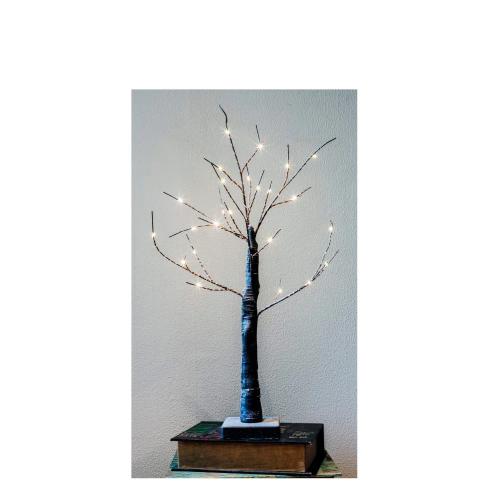 Árvore De Natal Branco Quente 24 Led A Pilhas 60cm
