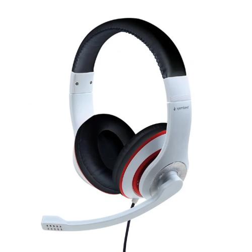 Auscultadores Gembird Mhs-03-Wtrdbk Stereo Gaming White And Black With Red Ring
