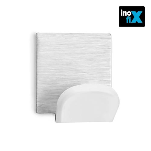 Cabide Adesivo Branco com Base de Inox (Blister 2.