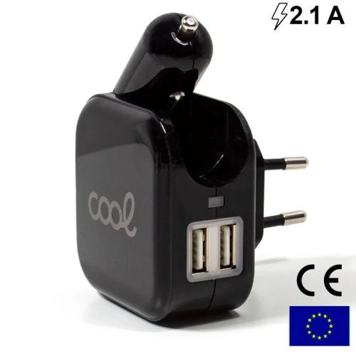 Entrada de Carregador Universal 2 X Usb + Carregador de Carro (2,1 Amp) Cool