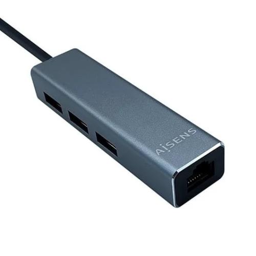 Hub Usb 3.0 Aisens A106-0401/ 3xusb/ 1xrj45/ Gris